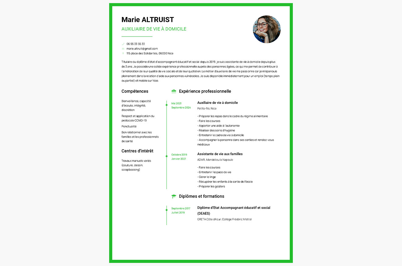 cv auxiliaire de vie